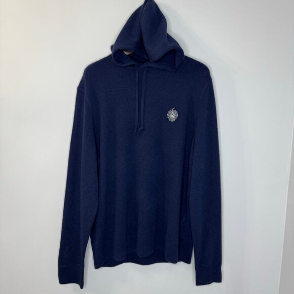 RLX Ralph Lauren Navy Blue Washable Cashmere Hooded Sweater Men's XL